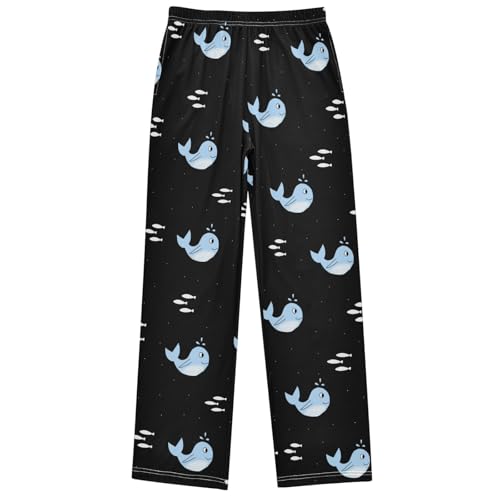 Boy's Pants Cute Blue Whale Night Sky Jogger Pants Elastic Waist Long Bottoms Trousers with Pockets 6-14 Years