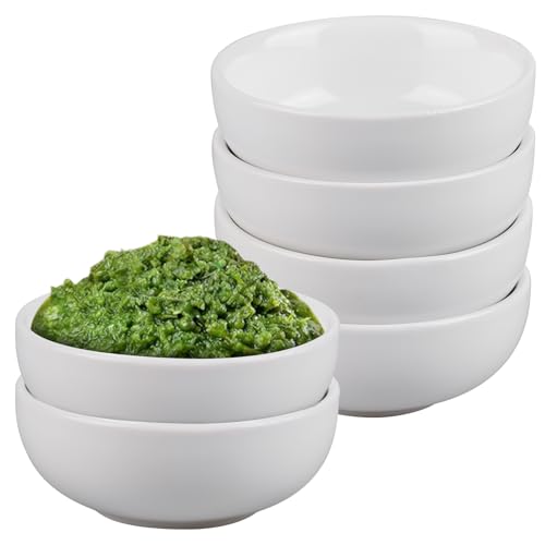 BAIFULAI 6 Stück Sojasauce Schälchen, Dipschalen Set, Keramik Dip Schälchen, Saucenschälchen, Kleine Schalen, Schälchen Keramik für Charcuterie Board Sushi, Tomatensauce, BBQ und Party Zubehör(Weiß)