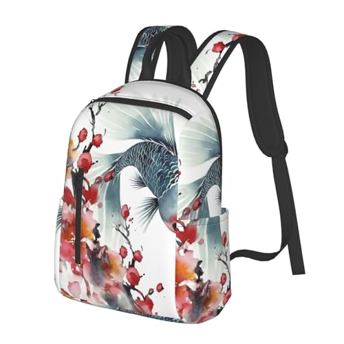 Casual Backpack for Women Men Watercolor Flower Fish Ink Lightweight Daypack Large Capacity Nurse Bag2