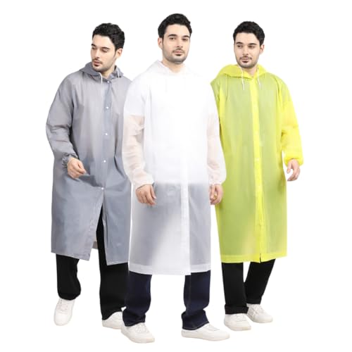 Image of Citizen Eco-Friendly EVA Poncho Raincoat for Men & Women, Lightweight Waterproof Coat with Hood, Adjustable Drawstring, Button Closure & Easy Carry Pouch, Reusable & Durable Outdoor Rainwear