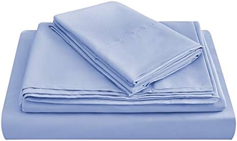 JÁCLER King 4 Piece Sheet Set- Microfiber Bedding - Bed Sheets - Extra Soft - Easy Fit - Breathable & Cooling Sheets - Comfy, Wrinkle, Fade - Stain Resistant– Light Blue