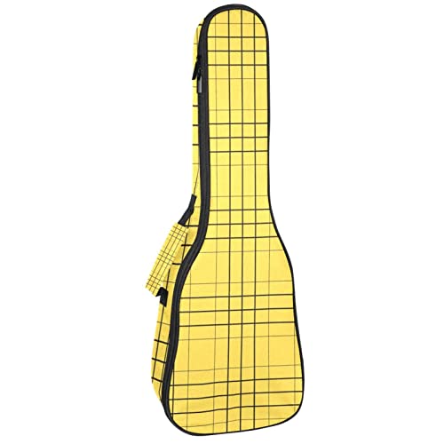 Housse ukulélé soprano rembourrée 10 mm et étui concert robuste motif carreaux jaunes