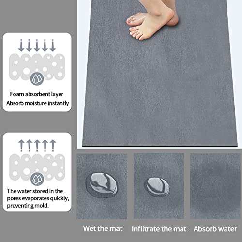 Lrkoayjgo Bath Mats For Bathroom Non Slip, Diatomaceous Earth Bath Mat, Thin Bathroom Rugs Fit Under Door, Quick Dry Water Absorbent Bathroom Mat In Front Of Bathtub(16X24, Grey) #TOP1