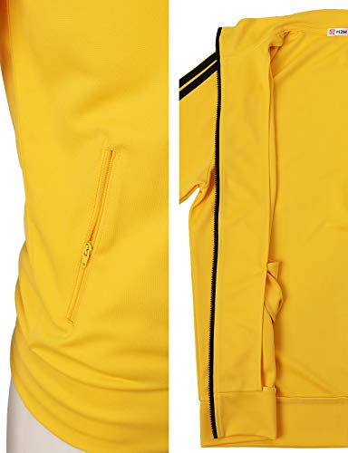 H2H Mens Active Slim Fit Track Lightweight Jacket Zip-Up Long Sleeve Yellow Us 2Xl/Asia 3Xl (Cmoja0103) #TOP5