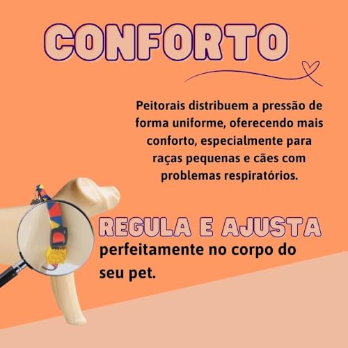 Conjunto Peitoral Coleira com Guia para Cachorros com Pingente para Identificação G, Tamanho Ajustáv