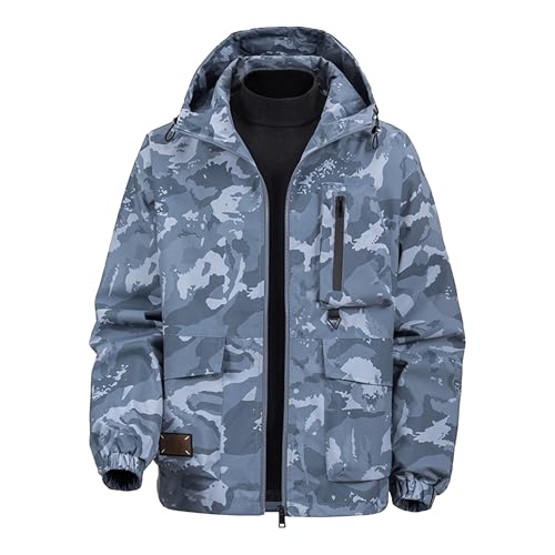 Veste de pluie homme camouflage imperméable et légère à capuche pour randonnée