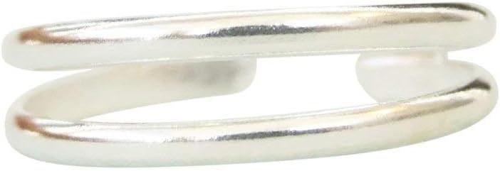 Handmade Silver Adjustable Double Band Toe Ring, 925 Sterling Silver, Classic Dainty Two Lines Open Toe, Pinky, or Knuckle Rings for Women, By MiYa Jewelry Creations - Image 5