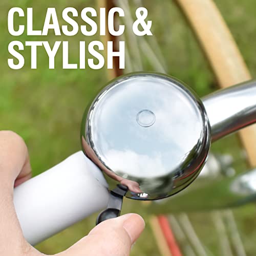 Marque Bike Bell For Adults & Kids – Nice, Loud, Crisp Ding Sound Bicycle Bell – Must Have Bicycle Accessories For Mountain Mtb, Beach Cruiser, Commuter, Kids Bike–Easy To Install On Handlebar(Silver) #TOP5