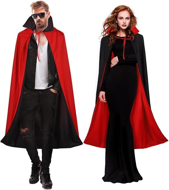 55.1 Inch Vampire Cape Adult,Reversible Black and Red Cape Halloween Devil Costume for Masquerade Carnival Halloween Wedding Party Cosplay Accessories