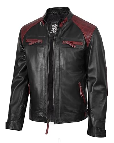 Image of Decrum Leather Jacket Men - Cafe Racer Style Real Lambskin Leather Jackets For Men