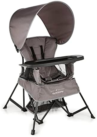 Baby Delight Go with Me Venture Portable Chair | Indoor and Outdoor | Sun Canopy | 3 Child Growth Stages | Grey