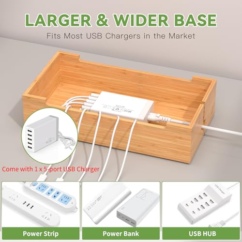 Pezin & Hulin Bamboo 5-Device Charging Station with Cable Organizer — view 6