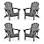 MUCHENGHY Folding Adirondack Chairs HDPE Weather Resistant 4 Pack, Patio Firepit Chairs, Sturdy Outside Chairs, Lawn Chairs, 15min Assembly 380lb Grey