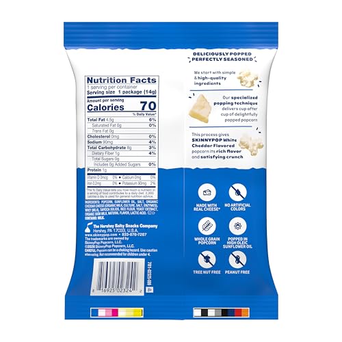 Image of SkinnyPop Popcorn, Original & White Cheddar Variety Pack, Gluten-Free Snacks, 0.5 oz Bags (40 Count)