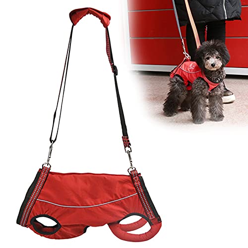 PJDDP Dog Lift Harness for Front And Rear Legs, Full Body Support & Recovery Sling,Rehabilitation Sling Harness Vest, Hip Support Harness Adjustable Breathable Straps for Old, Disabled,Red,XS