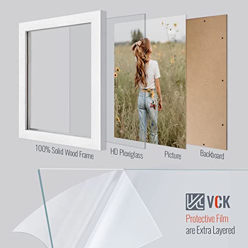 Image of VCK 8x10 Picture Frame Set of 3, White Wood Frames, Gallery Wall Decor Photo Frames for Wall Mounting Horizontally or Vertically