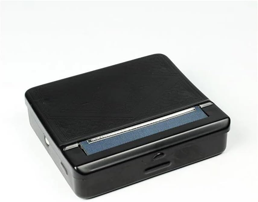 Automatic Black Roll Your Own Cigarette Rolling Machine, Tobacco Roller Alloy with Adjustable 70mm Metal Rolling Tin Box, Tobacco Portable Storage Case Smoking Accessory