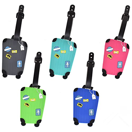 5 Stück Kofferanhänger,Bunte Koffer Etikett,Flugzeug aus Silikon Gepäckanhänger,Gepäck Etiketten,Koffer Adressschild,Vermeiden Sie Gepäckverlust Cover