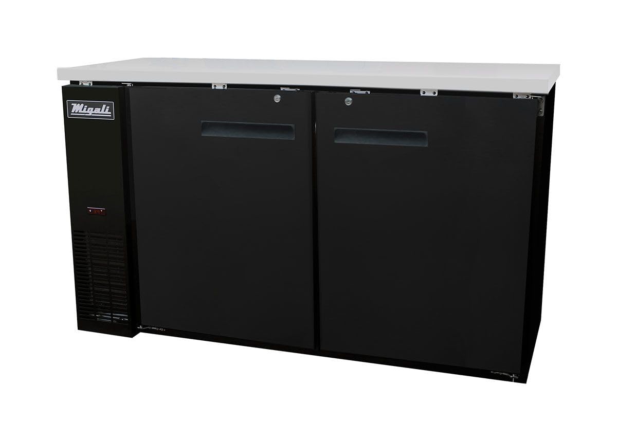 60.8 in. 15.8 cu. ft. Competitor Series Refrigerated Back Bar Cabinet 2 Solid Doors Black & Stainless Steel