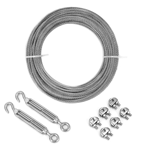 QWORK Cable de Acero Inoxidable 3 mm, 20 m