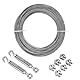 QWORK® Drahtseil 3mm, 304 Edelstahl Drahtseil Set, 20M Stahlseil mit M5 Spannschloss Seilspanner, für Rankhilfen, Lampenaufhängungen, Zäune, Wäscheleine