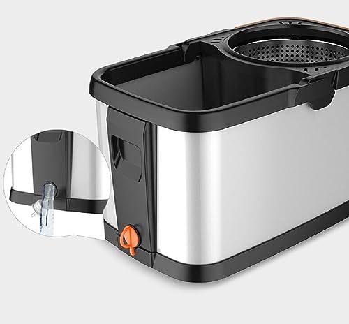 JUNYFFF Wischmopp Komplett Set, Bodenwischer Mit Teleskopstiel, Spin Mop Zum Reinigen Von Böden, Set Aus 1X Mop Und 1X Eimer, 2X Mop Kopf, Stiellänge 100-130Cm, Grau – Bild 6