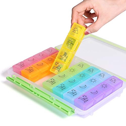 Opret ピルケース 薬ケース 防水仕様 薬入れ サプリメントケース 1週間 1日4回 携帯用 習慣薬箱 薬入れ コンパクト 曜日シール付き の商品画像 1