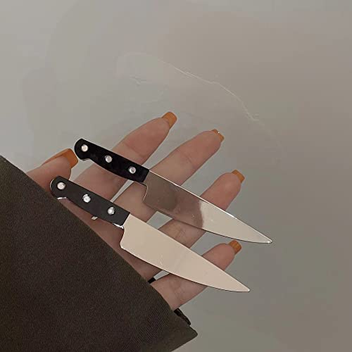 Mini Knife Hair Clip, Creative Hip Hop Tableware Knife Hair Clips Girls Cosplay Party Punk Rock Headwear Hair Accessories Dagger Hair Clips For Women ( Color : 2Pcs ) #TOP4
