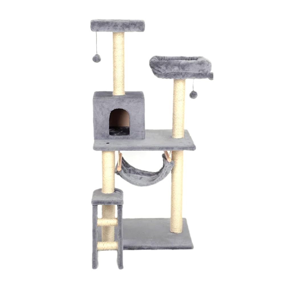 Poste rascador para Gatos Grandes Rascador para Gato Postes rascador para Gatos de 48x 58x 134cm Pelota Colgantes arbol rascador Gatos con Cuna y casa(SOY0186)