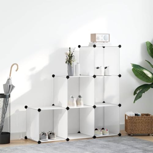 Organisateur de rangement cube blanc à 6 compartiments modulables