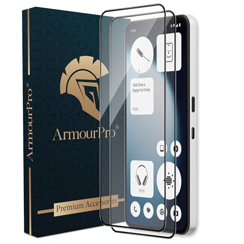 Image of ArmourPro Tempered Glass for Nothing Phone (3A) Lite - 9H Anti Scratch Screen Protector, Edge to Edge Coverage, HD Clarity, Smooth Touch, Case Friendly | Black, Pack of 2
