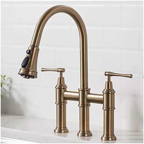 Kraus Allyn Transitional Bridge Kitchen Faucet With Pull-Down Sprayhead In Spot Free Stainless Steel, Kpf-3121Sfs #TOP1