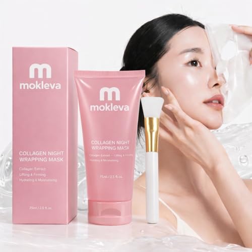Image of Collagen Overnight Wrapping Peel Off Face Mask for Glass Skin - Korean Night Mask with Hyaluronic Acid & Niacinamide, Deep Hydration, Pore Care, Elasticity & Firming, Sleeping Pack Skincare