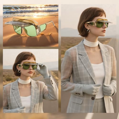 Visor Sunglasses for Women, Fashion Visor Sunglass UV400 Protection, Retro Sunglasses with Carrying Case3