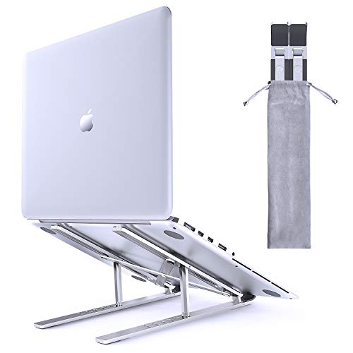 【2020改良版 僅か190ｇ】ノートパソコン スタンド 折り畳み pcスタンド PCホルダー アルミ 合金製PCスタンド 6段の高さ調節可能 switch スタンド 放熱対策 滑り止め付き エルゴノミクス 姿勢改善 折りたたみ式 安定性 持ち運び便利 ノート PC/iPad/Macbook/Macbook Air Pro 等に対応 30KG荷重(銀)