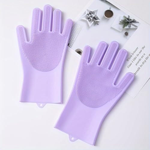 Guantes de silicona alargados para cocinar al horno y fregar platos cómodamente