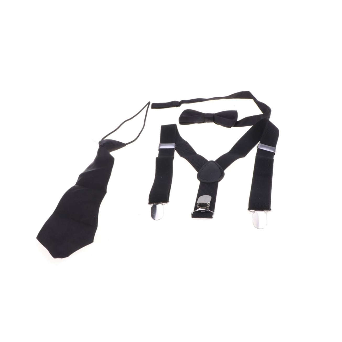 BESPORTBLE 3pcs 1 Set Tie for Suspenders Boys Necktie Black