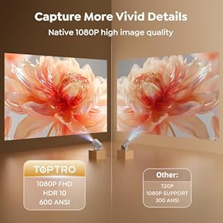 Netflix-Licensed/Dolby Audio 丨Smart Projector 4K with WiFi and 2-Way Bluetooth, Keystone & Electric Focus, Mini Short Throw Projecteur Portatif, TOPTRO TP1 Portable Proyector for Outdoor Home Movie
