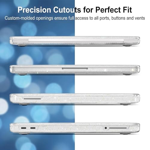 Image of Verilux Case Cover Compatible with 2026 MacBook Neo A3404, 13 inch Transparent MacBook Neo Cover with Sparkly Glitter Crack & Scratch Resistant Ultra-Thin Protective Hard Shell Case Cover, Clear