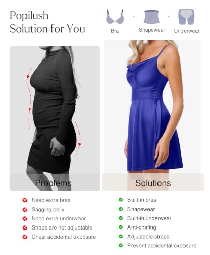 Image of Popilush Mini Corset Dress with Built in Bra, A-line Shapewear Dresses | Spaghetti Strap, Birthdays, Celebrations, Cocktail Parties and Date Nights