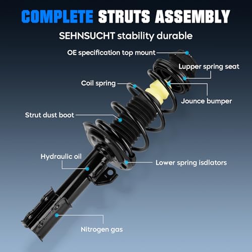 Front w/Coil Strut Shock Absorber for Toyota Yaris 2006 2007 2008 2009 2010 2011, for Yaris Sedan 2012, Complete Spring Struts Shocks Absorbers Replace for 272289, 272288 by SEHNSUCHT - Image 2