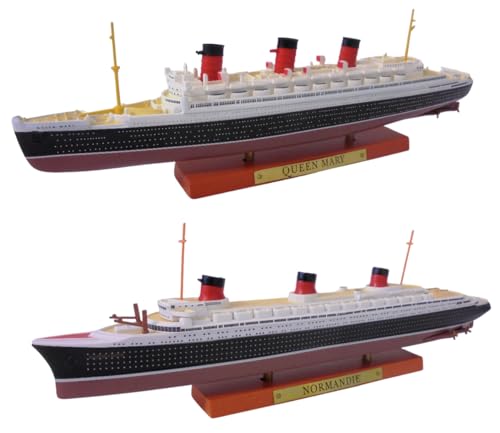 OPO 10 - Set of 2 Miniature replicas of The Famous transatlantic Liners Normandie + RMS Queen Mary Scale 1/1250 or 25 cm - PA2