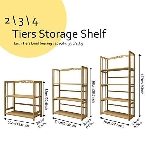 Bboors Bamboo Shelf, 27" W 3-Tier Bookshelf Bookcase, Free-Standing Storage Shelf, Plant Flower Stand, Shelf Rack For Living Room Bathroom Kitchen Home Natural #TOP2