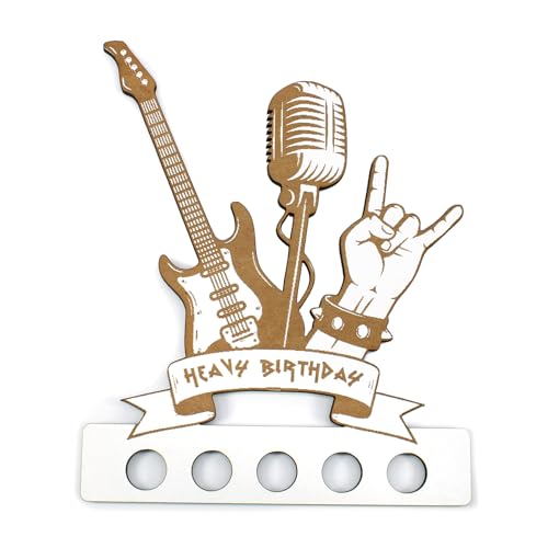 Dekolando Geldgeschenk Rock Metaler Geburtstag - Heavy Birthday - mit 5 Löchern für Geldscheine - Pommesgabel Rockmusik Geschenk für Metalfans und Rocker