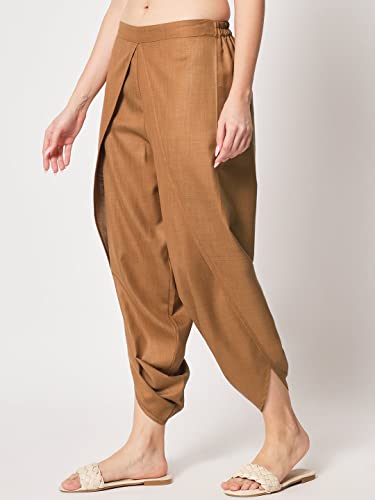 Image of 9rasa Women's Cotton Solid Harem Dhoti Pants for Casual FusionWear Workwear