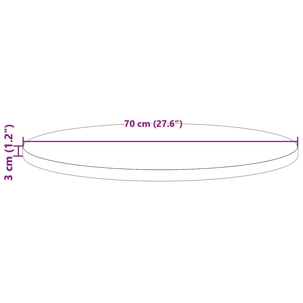 vidaXL Dessus de Table Rond Ø70x3 cm Bois de pin Massif, Plateau de Table en Bois, Dessus de Table à Manger, Plateau de Table en Bois Massif