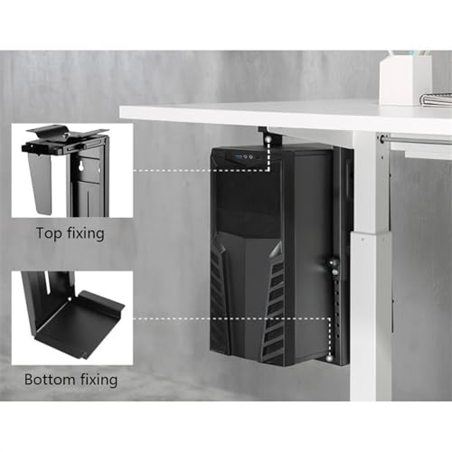 Soporte para CPU, carro móvil ajustable bajo escritorio, montaje en pared, giro de 360 grados, soporte de acero para torre de PC miniatura 4