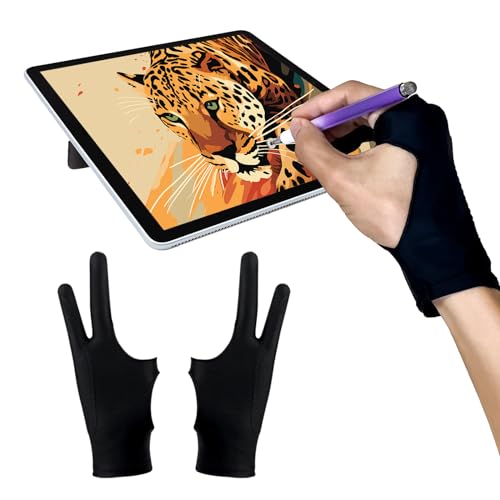 AmberVec Drawing Glove Right Left Hand, Palm Rejection Digital Art Glove for Tablet iPad, Sketching...