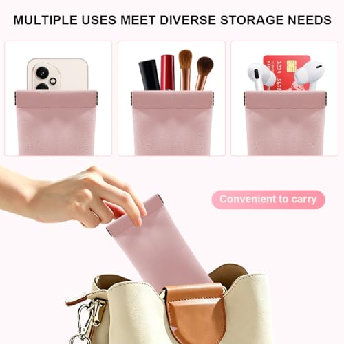 Image of soft glasses case leather sunglass cover squeeze top portable sunglasses case pouch glasses cover for women (5pcs)