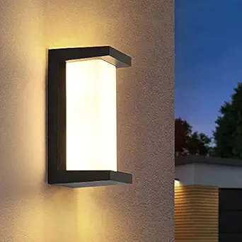 LED Wall Lamp | 12Watts Outdoor LED Wall Light | IP65 Waterproof Black Aluminium Body | Suitable for Porch, Garage, Hallway and Garden (WarmWhite) (Industrial)